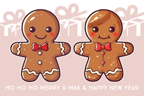 Grappige gingerbread People Kerstkaart