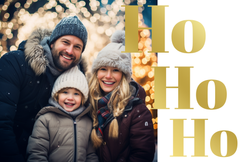 Foto Kerstkaart met gouden tekst 'Ho Ho Ho'