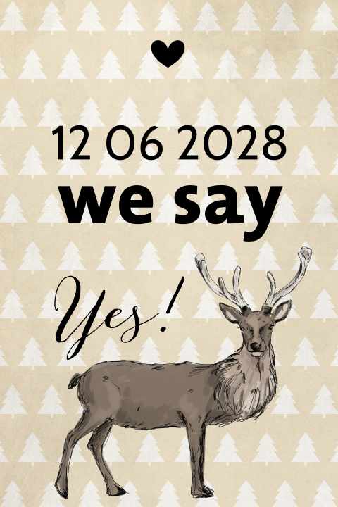 Coole save the date met getekend rendier