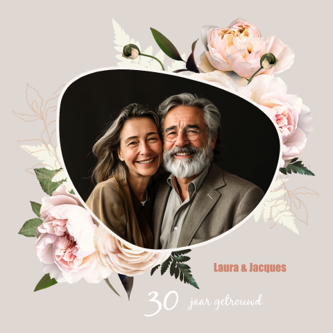 Jubileum Huwelijk - 30 jaar - roze bloemen eigen foto