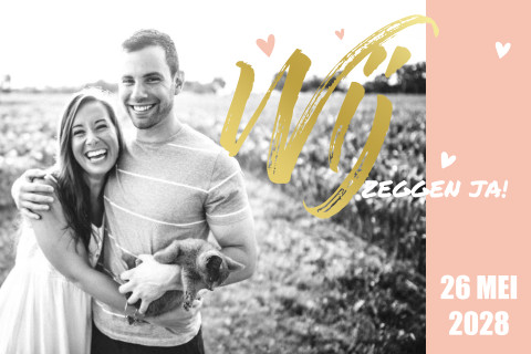 Save the Date kaart met hartjes