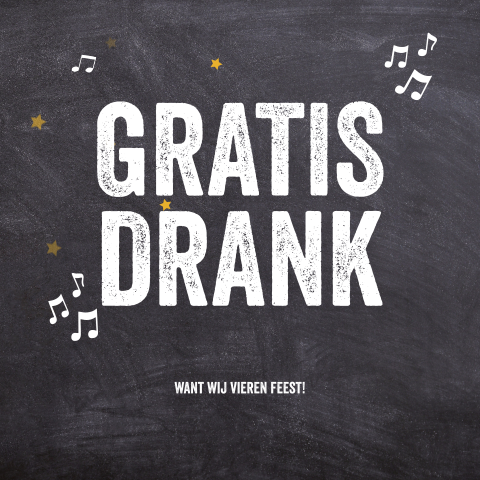 Uitnodiging 25 jarig jubileum met goudlook op krijtbord
