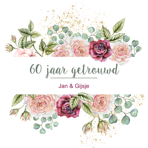 Uitnodiging huwelijksjubileum met rozen