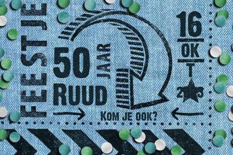 Stoere kaart voor een Abraham met spijkerstof