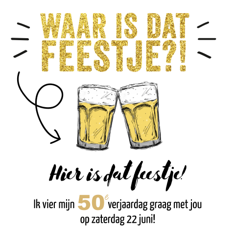 Uitnodiging maken 50e verjaardag met glitter en bier