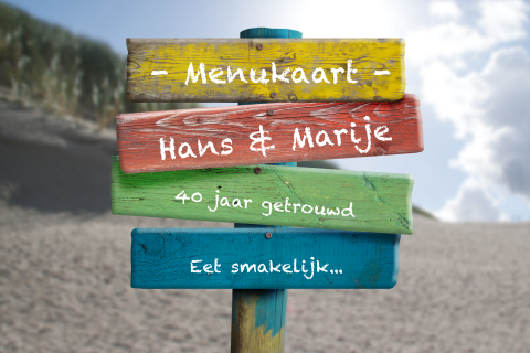 Menukaart met vrolijke wegwijzer
