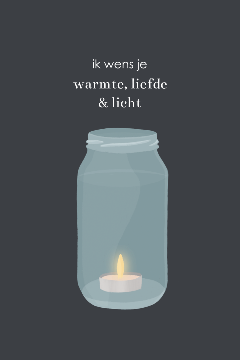 Kerstkaart ik wens je warmte, liefde & licht