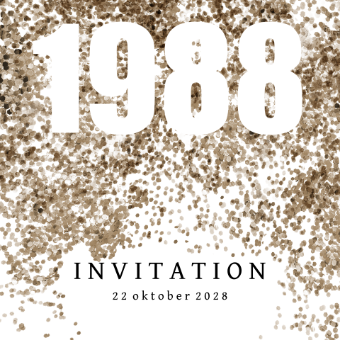Uitnodiging verjaardag 40 jaar met confetti en jaartal