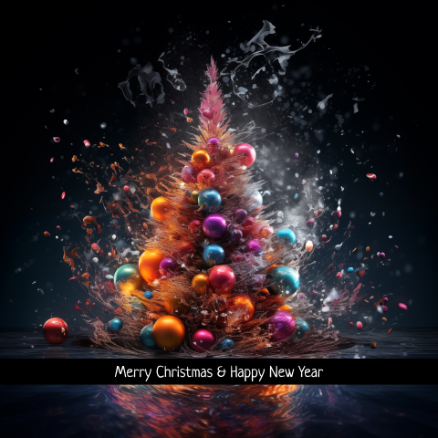 Zakelijke kerstkaart multicolor kerstboom energie
