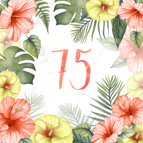 Uitnodiging verjaardag 75 jaar tropische bloemen