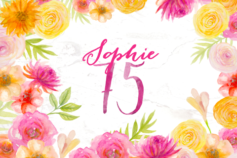 Uitnodiging 75 jaar verjaardag aquarel bloemen 