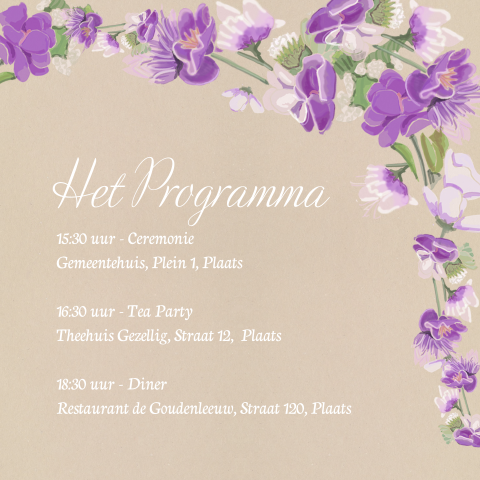 Mooie programmakaart met bloemen
