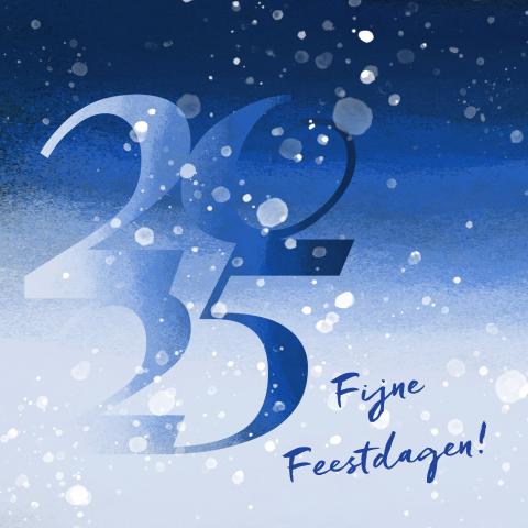 Kerstkaart winter 2025 blauw verf