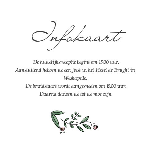 Dagprogramma kaartje met mooi getekende takjes