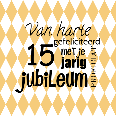 Vrolijk geruite wenskaart voor een jubilaris