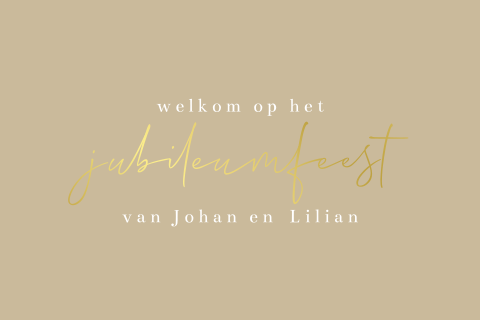 Glamoureuse Jubileum Uitnodiging in Chique Beige en Goud!