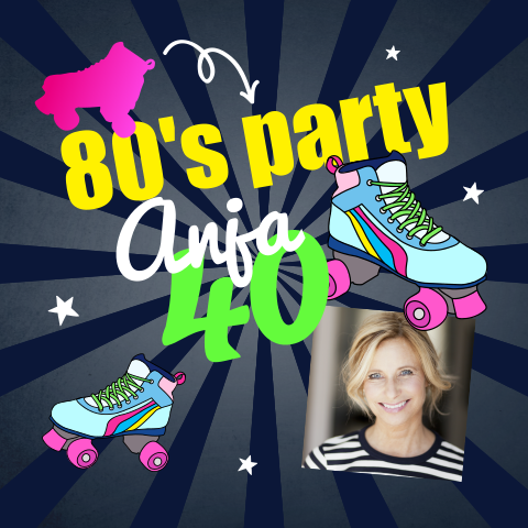 Uitnodiging 80s feest voor een 40 jarige met rolschaats