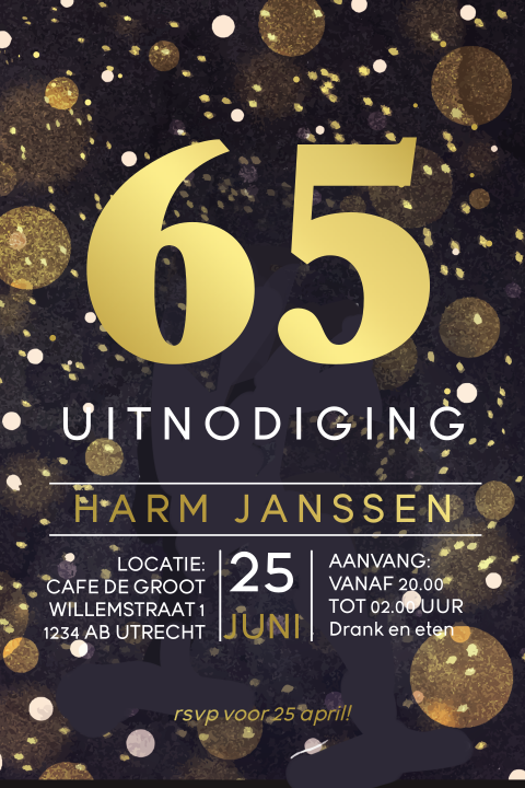 Uitnodiging 65 jaar feest chique