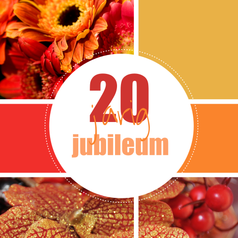 Vrolijke felicitatiekaart met bloemen en label