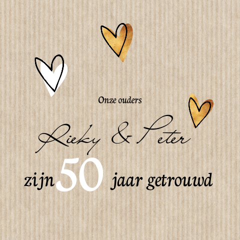 50 jaar getrouwd uitnodiging op kraft met foto en goud