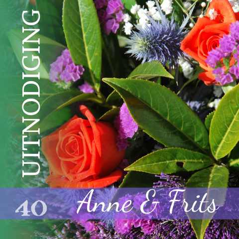 Uitnodiging jubileumkaart bloemen rozen
