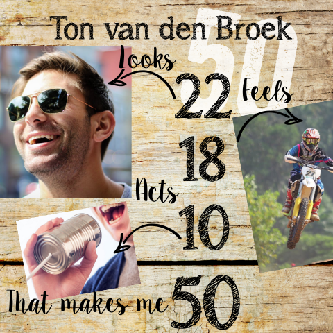 50 jaar uitnodiging met 3x een persoonlijke foto
