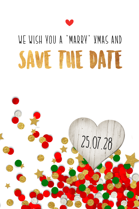Kerst save the date kaart met gouden letter