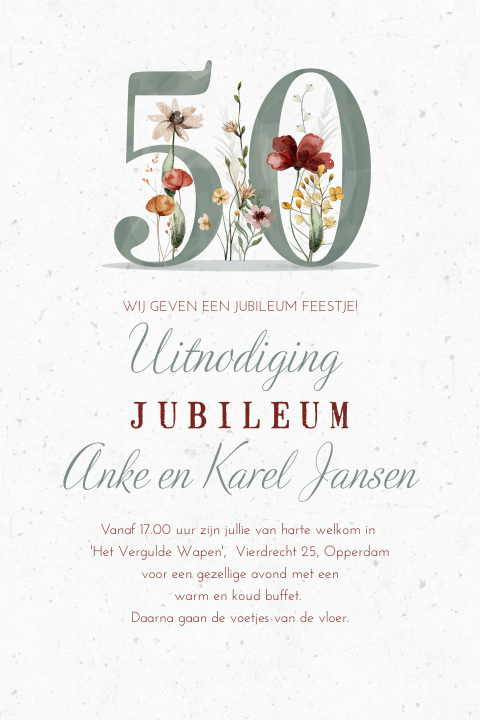 Jubileum enkele kaart 50 jaar samen groen