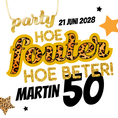 Uitnodiging fout feestje met panterprint sterren
