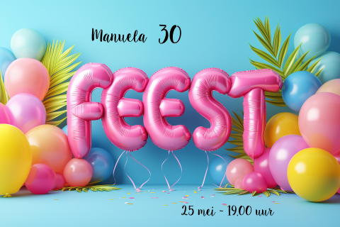 Uitnodiging FEEST pastelkleurige ballonnen