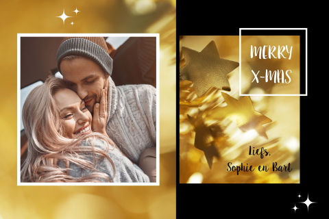 Kerstkaart gouden ster en eigen foto