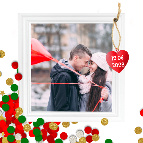 Kerst Save the Date kaart met kerstconfetti