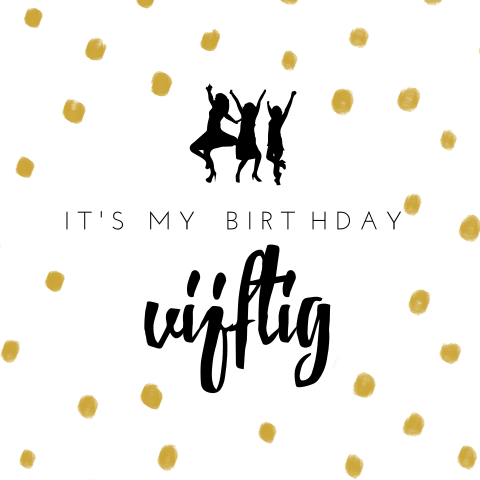 Trendy uitnodiging Sarah met gouden bollen