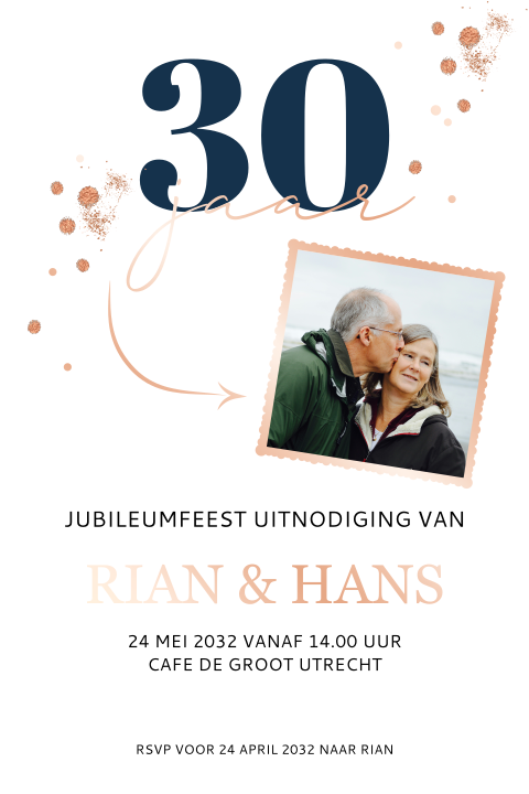Jubileum 30 jaar getrouwd met bruidspaar glitters