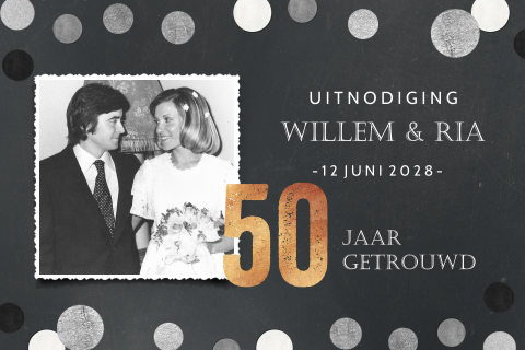 50 jaar getrouwd uitnodiging met confetti
