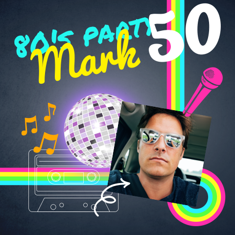 Uitnodiging 80s party voor een 50 jarige met foto