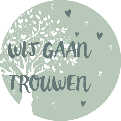 Wij gaan trouwen hartjes en boompje
