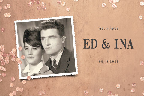 Uitnodiging 60 jaar getrouwd met confetti en foto