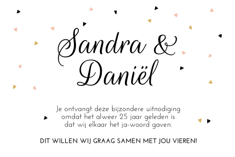 Uitnodiging 25 jaar getrouwd met driehoekjes