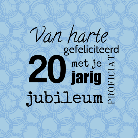 Blauwe felicitatiekaart voor een 20-jarig jubileum