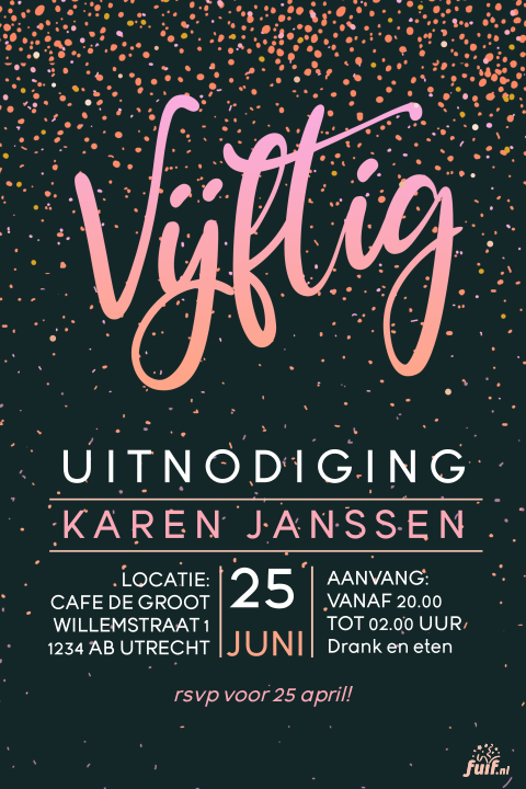 Uitnodiging mooie kleurrijke tekst met confetti