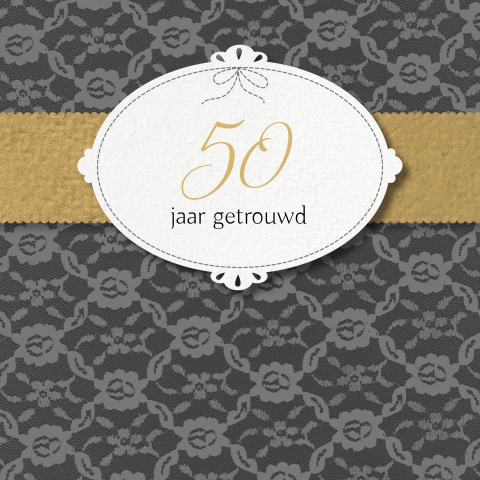 Klassieke Jubileumkaart Huwelijk met kant