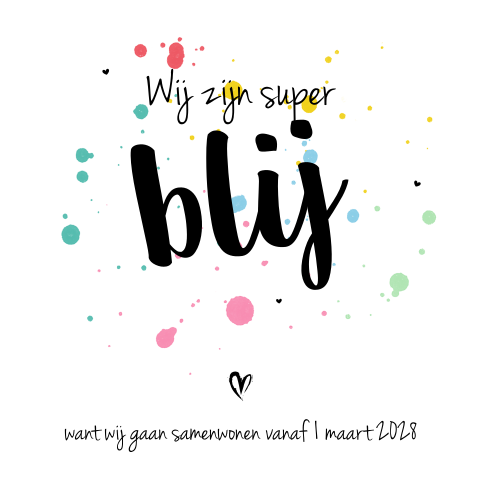 Verhuiskaart met vrolijke kleuren verfspetters