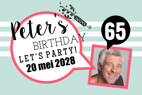 Feestelijke uitnodiging voor je 65e verjaardag met foto!