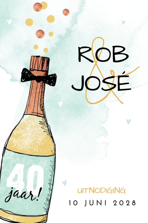 Uitnodiging 40 jaar getrouwd met champagne
