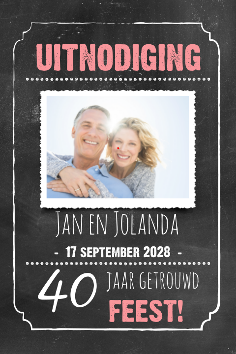 Uitnodiging 40 jaar getrouwd met roze accenten