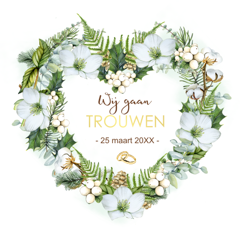 Trouwen hart witte bloemen