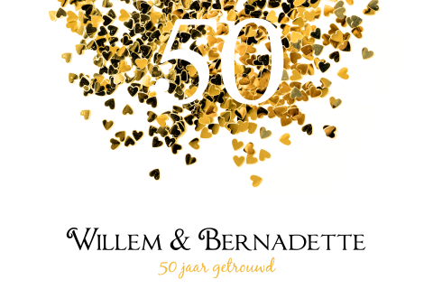 Uitnodiging 50 jaar getrouwd met gouden confetti