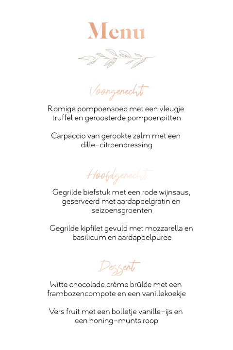Stijlvol minimalistisch menu - serie 1