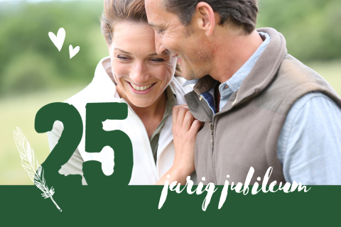 Uitnodiging 25 jarig jubileum in groene watercolor stijl